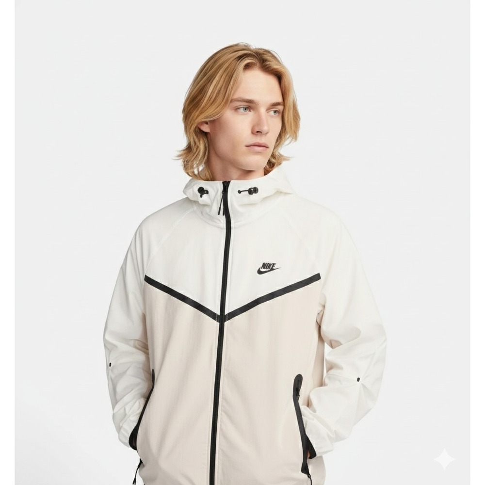 New $145 Nike Tech Woven Jacket Full Zip Hooded HM7151-104 Orewood Men's L Large